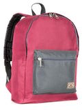 Everest Backpack Book Bag - Back to School Basic Color Block Style Burgundy/Charcoal