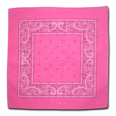 Cotton Bandanas - Pack of 12 - Pink Paisley - Bandanna -
