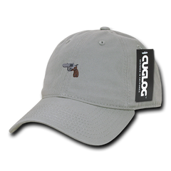 Gun Pistol Baseball Cap Dad Hat, Grey -