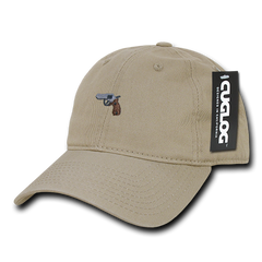 Gun Pistol Baseball Cap Dad Hat, Khaki -