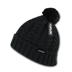 Vesuvius Beanie, Knit Cap, Thick Cable Knit Cuff Beanie with Pom Pom - Cuglog K031 -