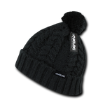 Vesuvius Beanie, Knit Cap, Thick Cable Knit Cuff Beanie with Pom Pom - Cuglog K031