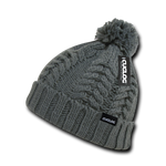 Vesuvius Beanie, Knit Cap, Thick Cable Knit Cuff Beanie with Pom Pom - Cuglog K031