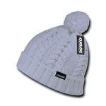 Vesuvius Beanie, Knit Cap, Thick Cable Knit Cuff Beanie with Pom Pom - Cuglog K031