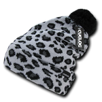 Leopard Print Kids Beanie, Pom Pom Youth Knit Hat, Cheetah Print Beanie, Atakora - Cuglog, Decky K040
