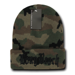 Long Beach City Beanie Knit Cap, Camo/Black -