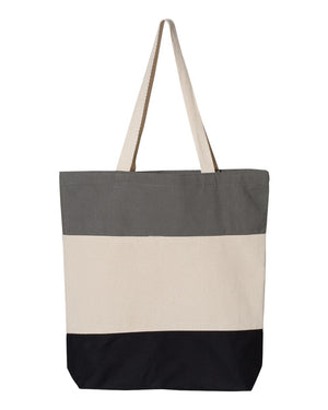 Q-Tees 11L Tri-Color Tote, Cotton Canvas Tote Bag - Q125900 -