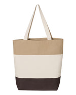 Q-Tees 11L Tri-Color Tote, Cotton Canvas Tote Bag - Q125900