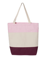 Q-Tees 11L Tri-Color Tote, Cotton Canvas Tote Bag - Q125900