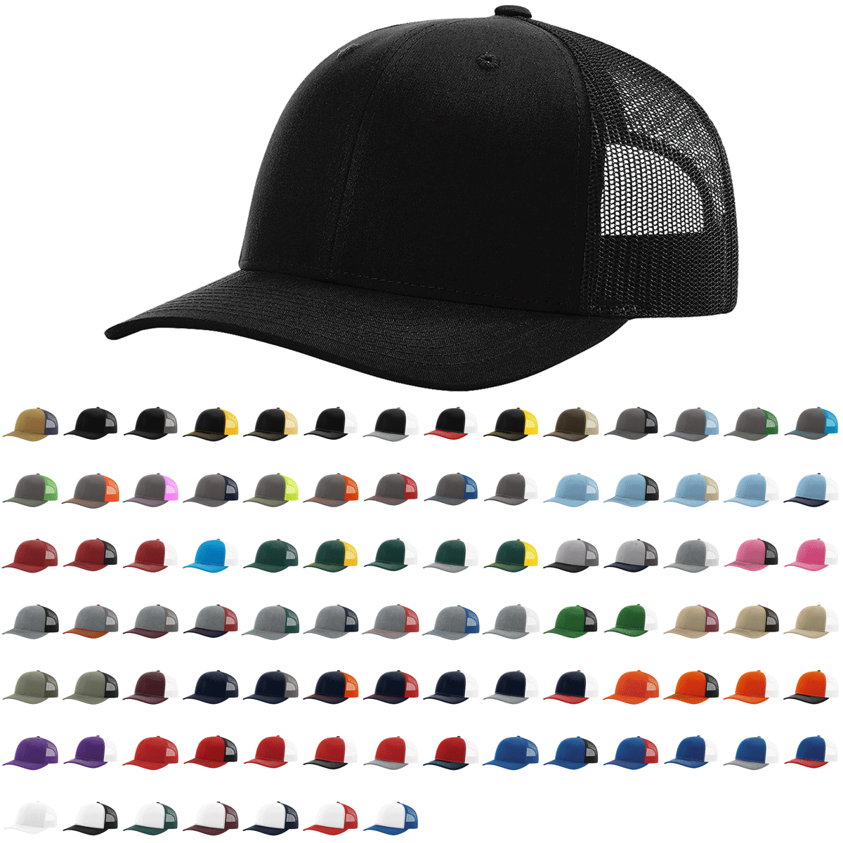Richardson 112 Trucker Cap Solid Hats Solid Colors One Color – The Park  Wholesale
