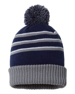Richardson 134 - Striped Knit Beanie with Cuff & Pom - 134