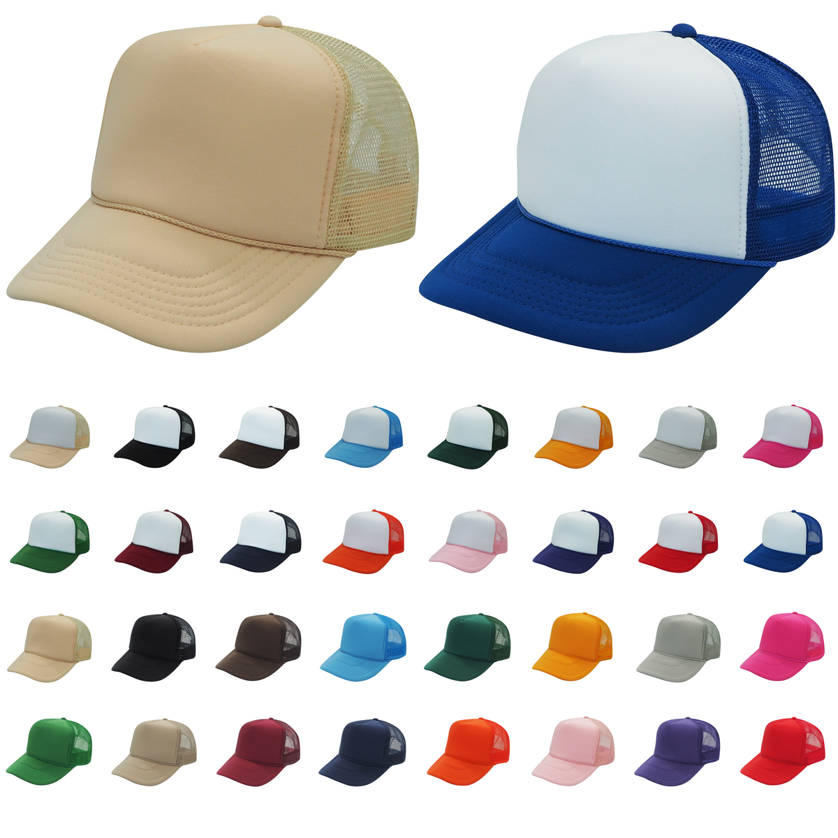 Nissun Classic Trucker Baseball Hats Caps Foam Mesh Blank Solid Two To –  The Park Wholesale