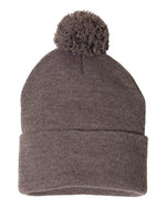 Sportsman SP15 - Pom Pom 12" Knit Beanie, Knit Cap with Cuff, Pom - SP15