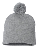 Sportsman SP15 - Pom Pom 12" Knit Beanie, Knit Cap with Cuff, Pom - SP15
