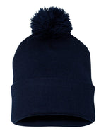 Sportsman SP15 - Pom Pom 12" Knit Beanie, Knit Cap with Cuff, Pom - SP15