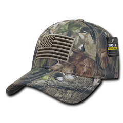 HYBRiCAM Camo Structured Tactical Hat, US Flag Cap, Tree Bark Camo - Rapid Dominance T87 -