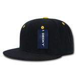Wholesale Bulk Blank Accent Flat Bill Snapback Hats - Decky 1104 - Black/Gold