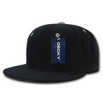 Wholesale Bulk Blank Accent Flat Bill Snapback Hats - Decky 1104 - Black/Grey