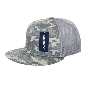 Lot of 12 Decky Camo Trucker Snapback Hats Flat Bill Mesh Caps Bulk -
