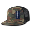 Wholesale Bulk Blank Camo Snapback Trucker Mesh Flat Bill Hats - Decky 1055 - Woodland Camo/Woodland Camo/Black