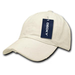 Wholesale Bulk Blank Fitted Distressed Polo Dad Hats - Decky 860 - Cream