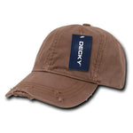 Wholesale Bulk Blank Fitted Distressed Polo Dad Hats - Decky 860 - Brown