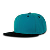 Wholesale Bulk Blank Kids' Youth Flat Bill Snapback Hats - Decky 7011 - Teal/Black