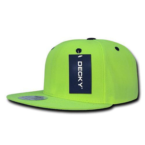 Decky 1077 Neon Snapback Hat, 6 Panel Flat Bill Cap