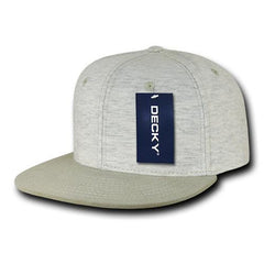 Decky 1131 - Heather Jersey Knit Snapback Hat, 6 Panel Flat Bill Cap -