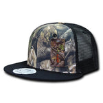 Wholesale Bulk Hybricam Camo Trucker Snapback Flat Bill Hat - 1127 - Camo/Black