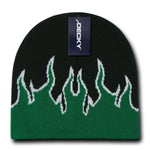 Wholesale Bulk Kids' Youth Knit Beanies Fire Flame - Decky 9055 - Black/Kelly/White