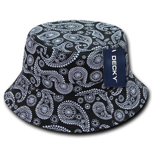 Decky 459 - Relaxed Paisley Bucket Hat, Bandana Pattern Bucket Cap -