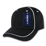 Wholesale Bulk Performance Mesh Piped Caps - Decky 762 - Black