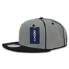 Wholesale Bulk Piped Crown Flat Bill Snapback Cap -Decky 1078 - Black