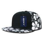 Wholesale Bulk Solid Front Floral Flat Bill Snapback Hats - Decky 1067