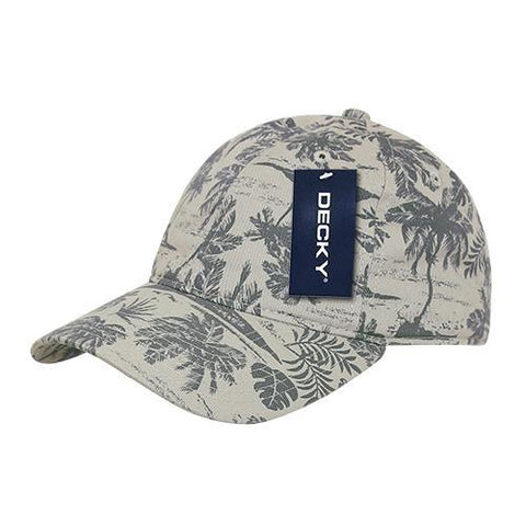 Decky 245 - Tropical Polo Cap, Island Print Relaxed Dad Hat