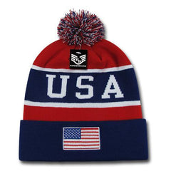 USA America Flag Knit Beanies - R93 -
