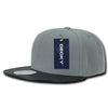 Wholesale Bulk Vinyl Brim Flat Bill Snapback Hats - Decky 1071 - Grey/Black