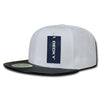 Wholesale Bulk Vinyl Brim Flat Bill Snapback Hats - Decky 1071 - White/Black