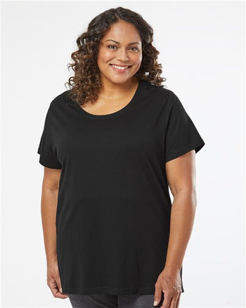 LAT 3816 Women's Curvy Collection Fine Jersey Tee