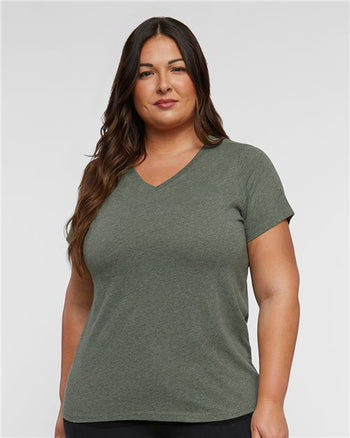 LAT 3817 Women's Curvy Collection Fine Jersey V-Neck Tee