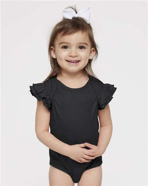 Rabbit Skins 4439 Infant Flutter Sleeve Baby Rib Bodysuit - 