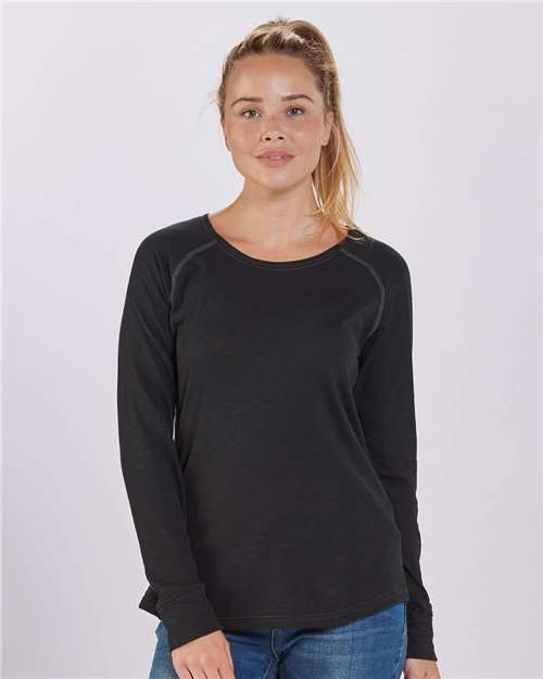 Boxercraft BW3166 Women's Solid Preppy Patch Long Sleeve T-Shirt
