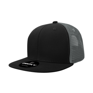 Decky 1052 Blank 6 Panel Trucker Hat, Flat Bill Snapback - 1052 - 