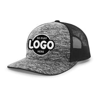 Custom Embroidered Pacific Headwear 106C Aggressive Heather Trucker Snapback Cap - 3D Embroidery