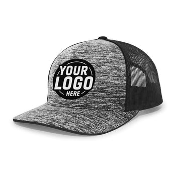 Custom Embroidered Pacific Headwear 106C Aggressive Heather Trucker Snapback Cap - Flat Embroidery