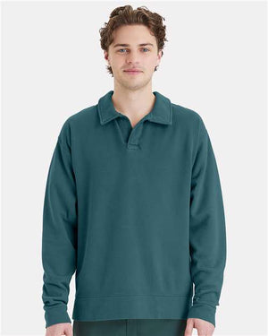 ComfortWash by Hanes GDH490 Unisex Garment-Dyed Polo Collar Sweatshirt - 