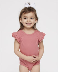 Rabbit Skins 4439 Infant Flutter Sleeve Baby Rib Bodysuit - 