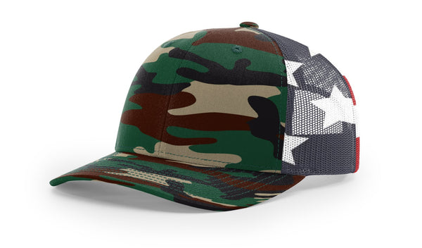 Richardson Printed Mesh Back Trucker Cap, Snapback Hat - 112PM
