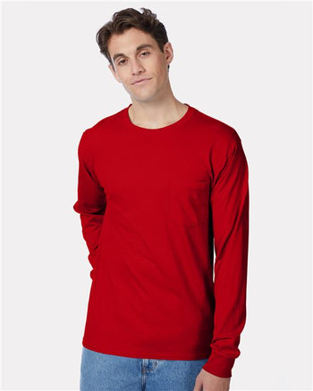 Hanes 5596 Men's Authentic Long Sleeve Pocket T-Shirt